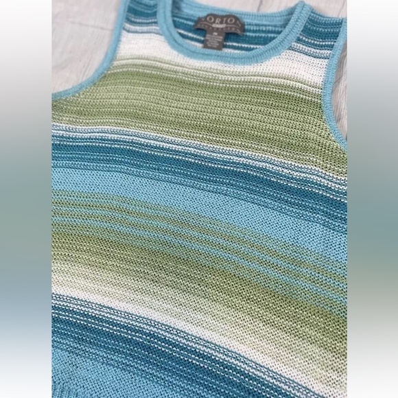 Norton McNauchton Petites Med Blue Green Crochet Sleeveless Sweater Tank Top MP - Picture 10 of 14